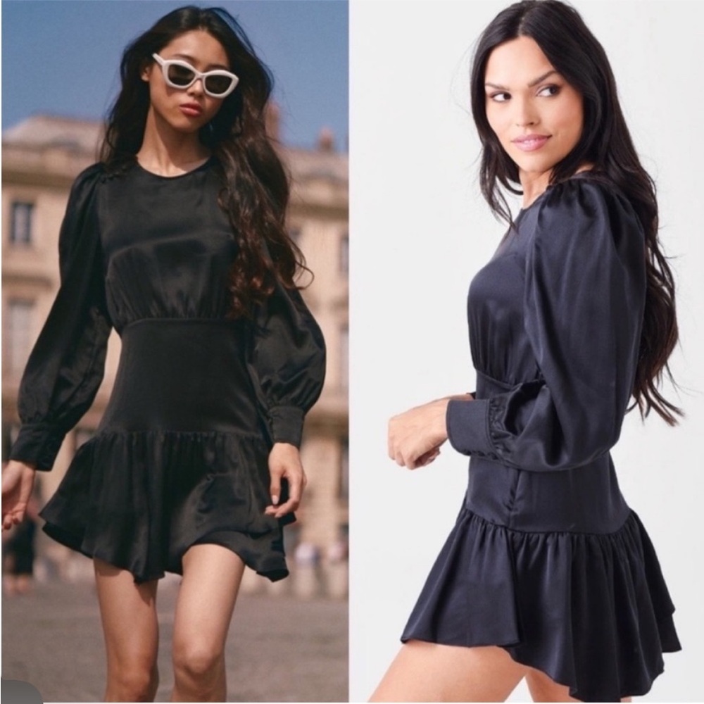 Loveshackfancy Teyanna Little Black Dress Silk Mini Ling Sleeve NWT size 4